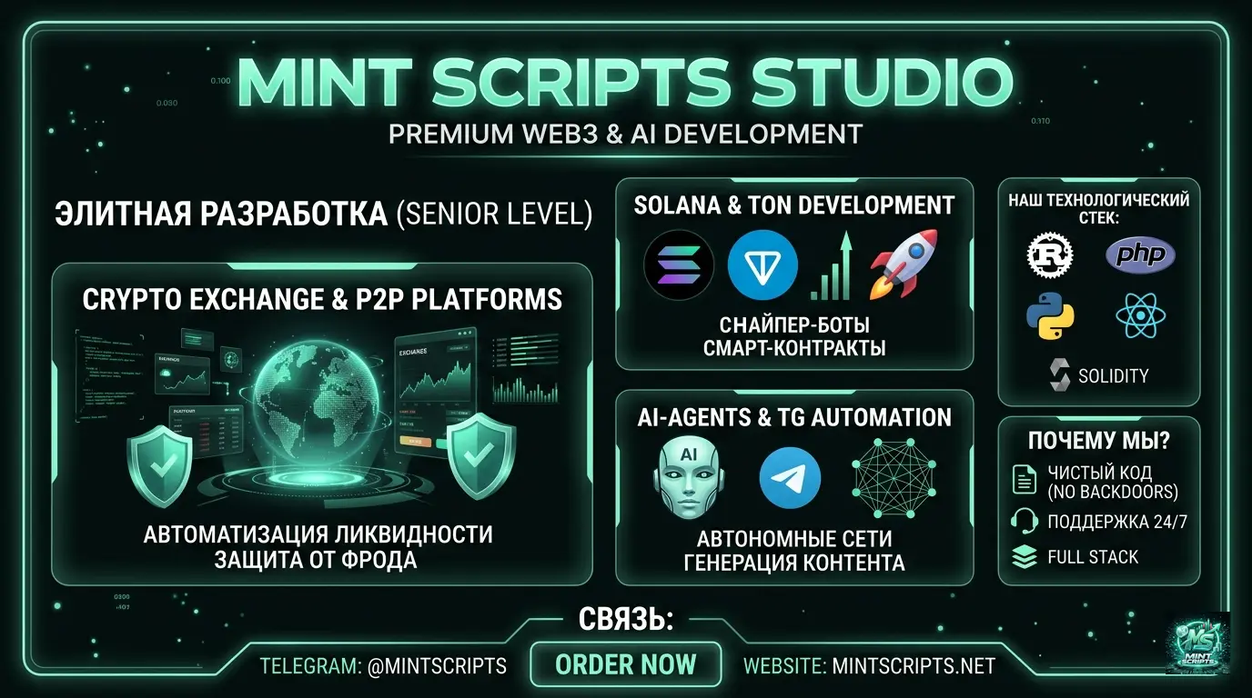 [Senior] MINT SCRIPTS — Топовая разработка Web3 / AI / Fintech / Боты под ключ
