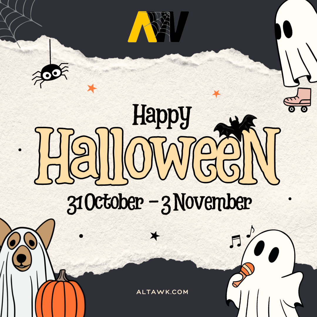Beige and Black Playful Cute Ghost Happy Halloween Day Instagram Post.webp