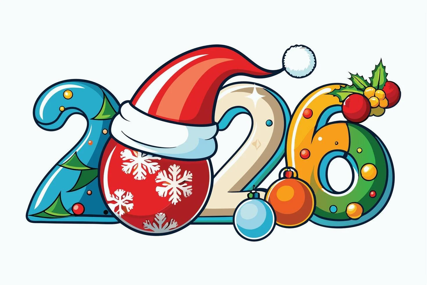 festive-2026-new-year-s-design-with-christmas-decorations-free-vector.webp