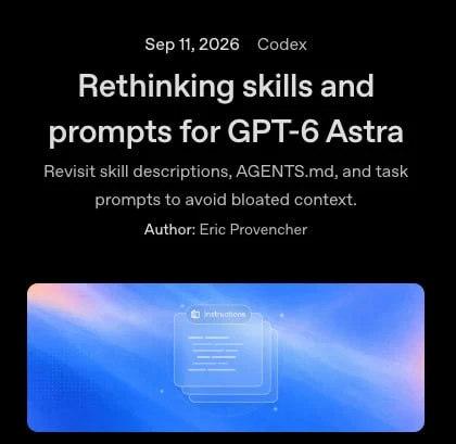 Шапка статьи OpenAI Rethinking skills and prompts for GPT-6 Astra от 11 сентября 2026